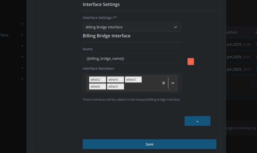Image showing the selected bridge ports that will be added to mikrotik router