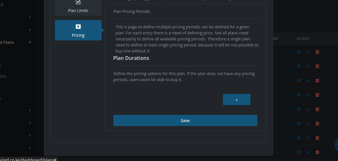 Image showing how to add a pricing option to a plan on noch wired